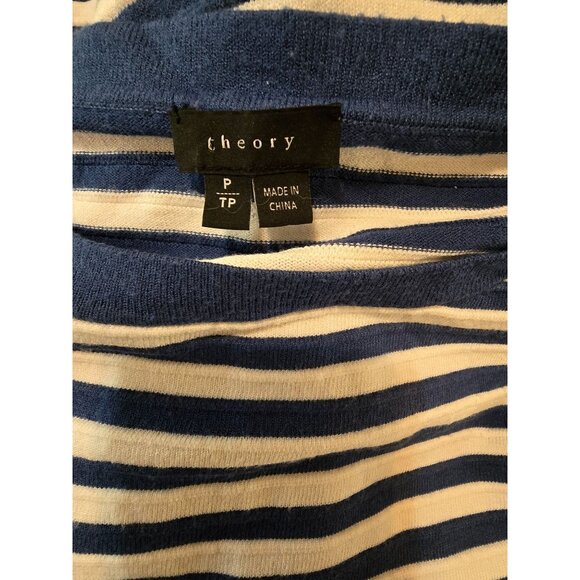 Theory Womens Blue & White Striped Knit Sweater P - Picture 3 of 4